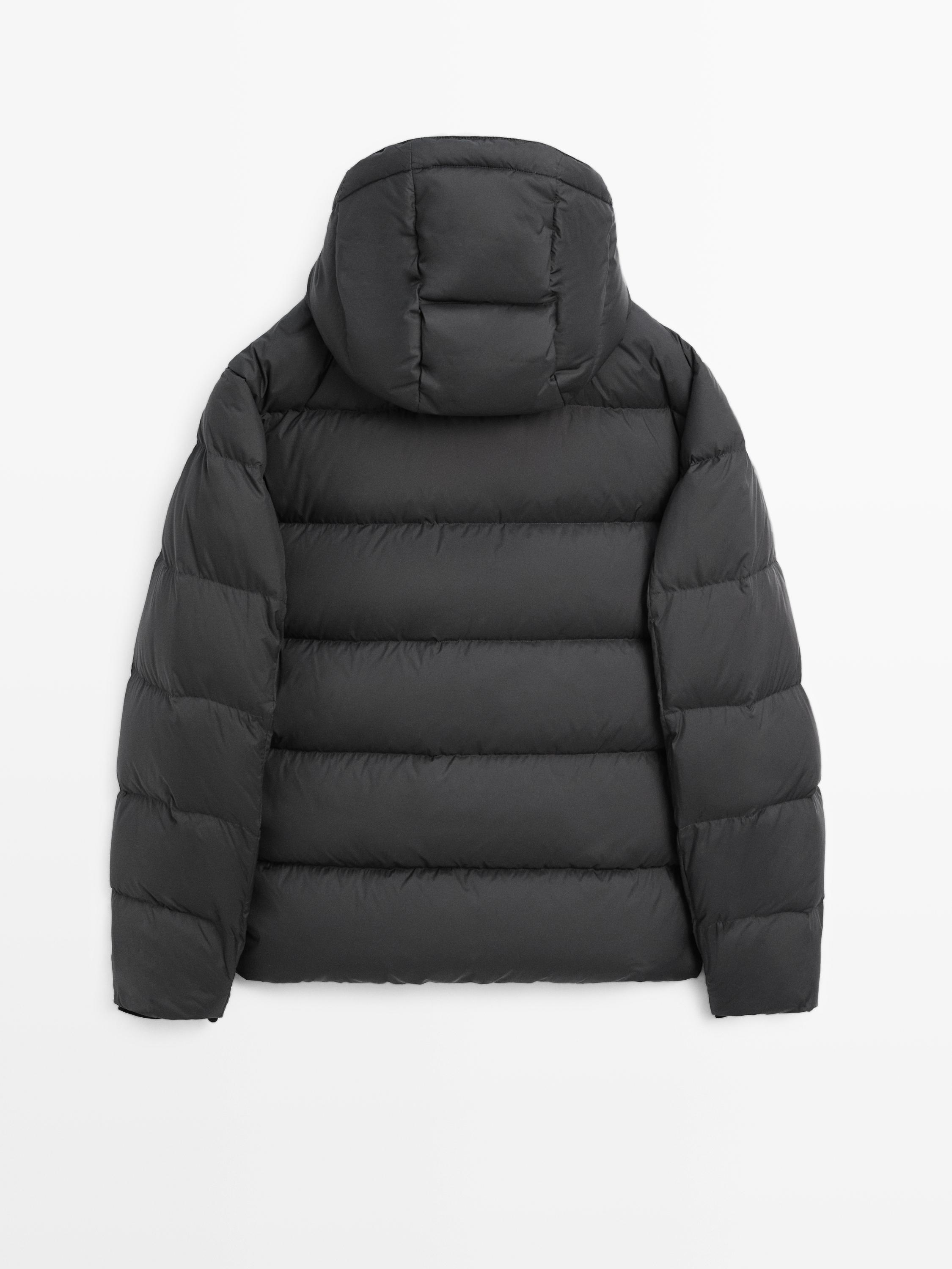 Water-repellent hooded puffer jacket